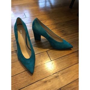 Nine West Teal Suede Block Heel